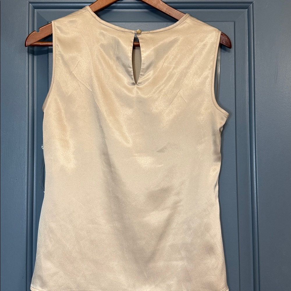 Kasper Satin Shell Top Sleeveless Champagne Cream XS - Picture 2 of 6
